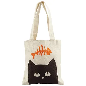 Сумочка Черный кот с рыбкой (текстиль под гобелен) (21х24)