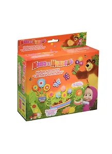 Набор д/лепки Цветики-букетики (28542) (пластилин/3х20гр.+3 форм.+8 стебельков) (Маша и Медведь) (3+) (коробка)