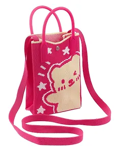 Сумочка вязаная с застежкой Мишка (12х18х6) (текстиль) (12-YiHeng-121802) Bookvalno