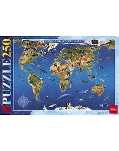 Пазлы 250 А3ф 280х400мм Карта Животный мир Земли (250ПЗ3_15482) (Hatber) (3+)