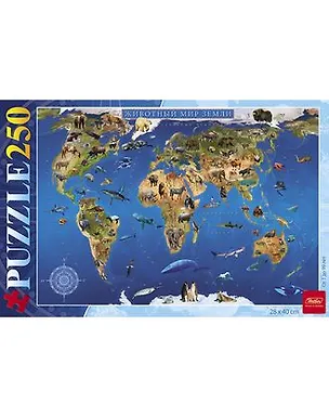 Пазлы 250 А3ф 280х400мм Карта Животный мир Земли (250ПЗ3_15482) (Hatber) (3+) 2548434