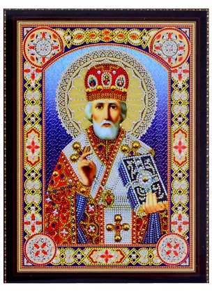 Алмазная мозаика на подрамнике Икона Николая Чудотворца №3 (BH02) (30х40см) (c част.зап.) (блест.) 2860156