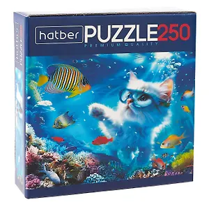 Пазл "Котик на релаксе" для детей. 250 элементов 40х28см