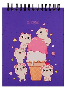 Скетчбук А6+ 125*160 40л "Милота" белый офсет, нелинованн., 100г/м2, тв.обложка, евроспираль