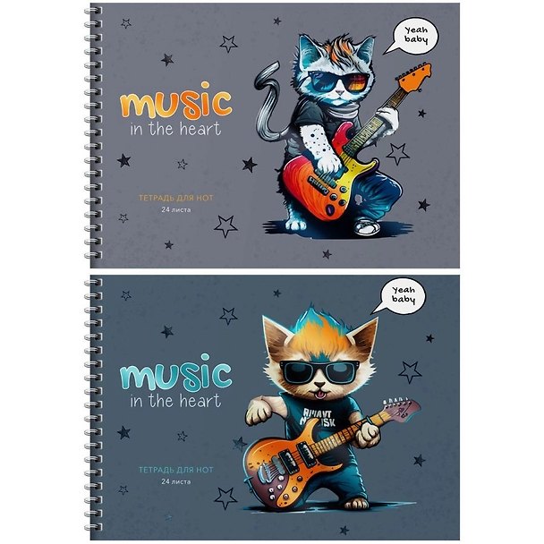 Тетрадь для нот «Musical cats» 24 листа, А5, спираль - BG 3037174 — 1