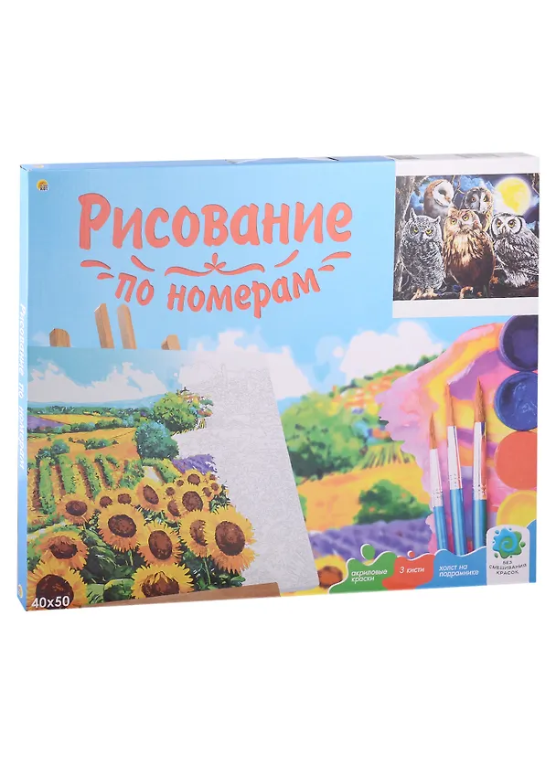 Холст с красками по номерам на подрамнике "Совиная компания", 40 х 50 см 2963303 — 2