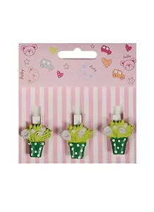 Набор прищепок декоративных, 3 шт, полистоун,горшочек с цветами