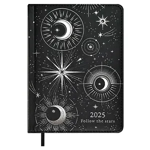 Ежедневник дат. 2025г. А6+ 200л 126х174 Астролог "Плонже" черный, кожзам, тв. переплет, обл.поролон, офсет, ляссе