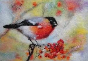 Набор д/творчества Концепт-Сталь Набор д/валяния "Снегирь" (шерсть+рамка) 00000000256