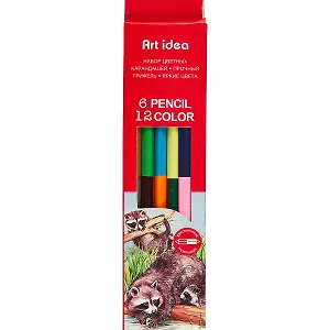 Карандаши цветные Art idea, двухсторонние 12 цветов 6 штук