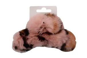 Заколка-крабик Леопардовый принт (розовый) (мех) (13см) (12-253004-С15) (Lafilaf) 3104662