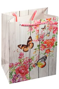 Пакет подарочный бумажный А5 "Бабочки и цветы"