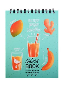 Скетчбук А6+ 125*160 40л "Время смузи" белый офсет, 100г/м2, тв.обложка, евроспираль