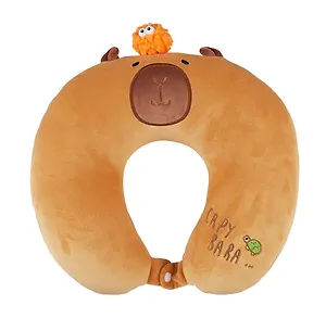 Подушка на шею с кнопкой «Капибара», (30х30 см)