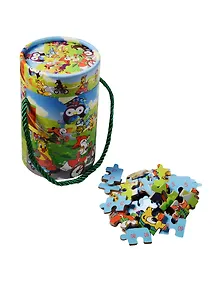 Пазлы в тубусе с веревочной ручкой, 80 деталей, звери на велосипедах (15-02203-15)