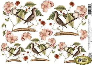 Декупажная карта переводная Стильная пташка (D-008) (упаковка)