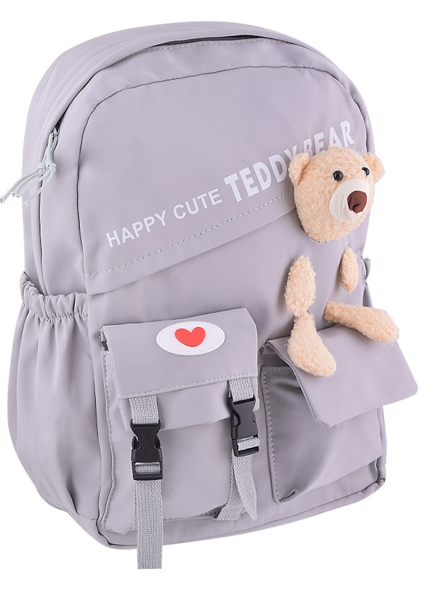 Рюкзак школьный «Happy Cute» с игрушкой, серый 2970520 — 1