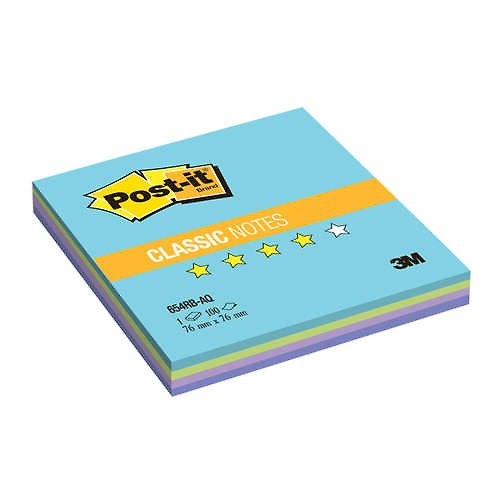 Бумага для заметок с клеевым краем Post it, 76х76мм, радуга акватик (голубой), 4цв., 100л., 654-RB-AQ-RU 316350 — 1