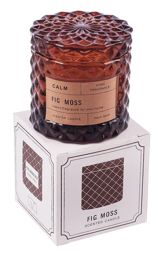 Свеча ароматическая в стакане с крышкой Fig Moss (50г) (коробка) (12-EDENG-202505-HD16) 3111191 — 2