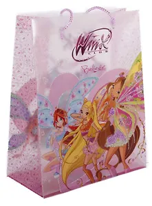 Пакет подарочный пластик бутылочный 12,5*32,4*26см, глиттер, WINX