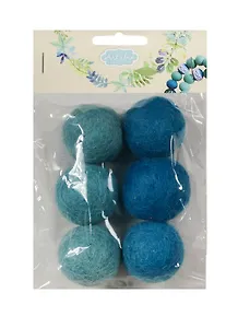 Набор бусин валяных из шерсти (3 см) (6 шт) (ярко-гол., бирюз.) (14-00941-J11)