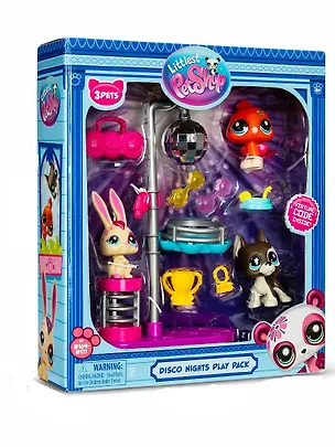 Игровой набор Littlest Pet Shop, "Дискотека", 3 фигурки мини-животных с аксессуарами, подарочная упаковка, 4+ 3127561