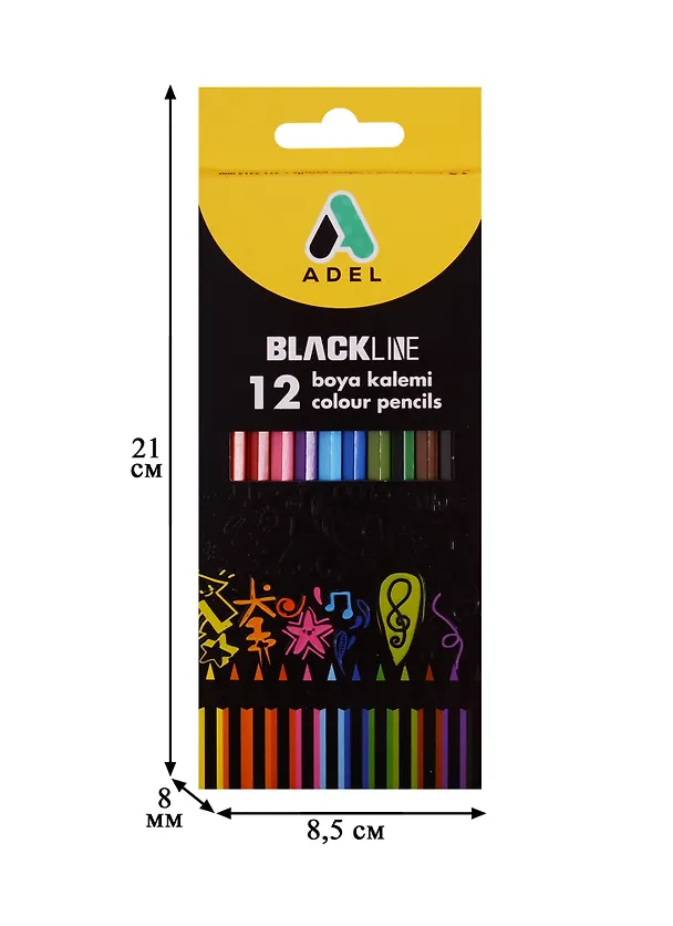 Карандаши цветные Adel, Blackline, 12 цветов 247911 — 2