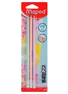 Карандаши Maped, Pastel, чернографитные HB с ластиком 3 штуки