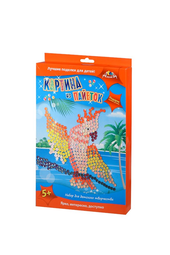 Картины из пайеток Попугай (C2422-02) (набор для детского творчества) (5+) (упаковка) 2407671 — 1