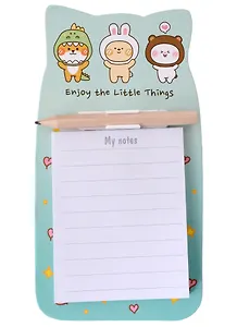 Блок для записей с карандашом 90*170 40л на магните "Kawaii. Зверюшки", инд.уп.