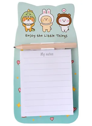 Блок для записей с карандашом 90*170 40л на магните "Kawaii. Зверюшки", инд.уп. 2948903