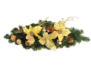 Украшение надверное хвойное, золотые элементы, 60 см