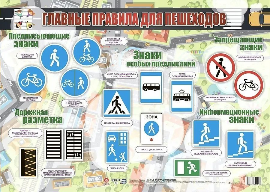 

Тематический плакат "Главные правила для пешеходов" (Формат А2)