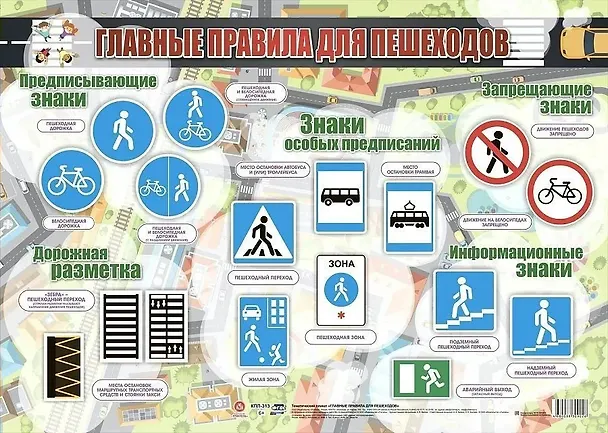 Книга Тематический плакат "Главные правила для пешеходов" (Формат А2) () — 1