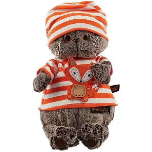 Мягкая игрушка Басик в полосатой футболке с лисенком (25 см) (Ks25-128)