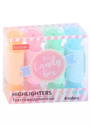 Текстовыделители Hatber, Candy Pastel, двухсторонние 4 цвета — 2928961 — 1