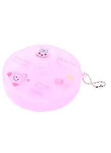 Таблетница с цепочкой круглая 6 секций Зверюшки Keep health (пластик) (8х8)