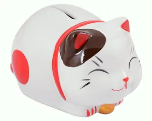 Копилка Кошечка лежит на животе (керамика) (9х7 см)