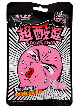 Леденцы кислые NEW WELLLAND Sour Candy со вкусом клубники, 23г 3107196