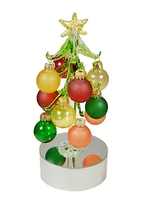 Елочка декоративная с разноцветными шарами (18см) (594-024) (стекло)