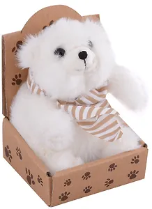 Мишка белый в крафт коробке