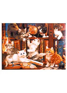 Набор д/творчества Рыжий кот Раскраска на картоне А3 (в коробке) (16цв.) Котята на книжной полке Р-3047