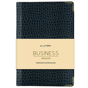Ежедневник дат. 2027г. А6 176л "BUSINESS PREMIUM. Lizard" синий, иск.кожа, обл.поролон, мет.уголки, тонир.блок, зол.торец, 2 ляссе