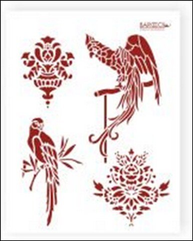 Трафарет пластиковый многоразовый Пташки попугай (20х25) (Л-067) 2340526 — 1