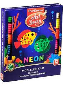 Пластилин неоновый "Art Berry" с Алоэ Вера, 12 цв.