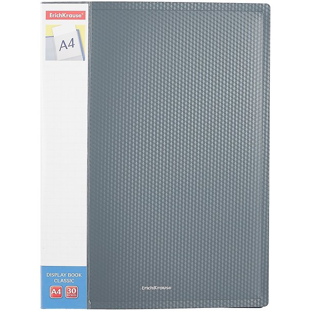 Папка 30ф А4 "Diamond Original" пластик, карман на корешке, серый, Erich Krause 259613 — 1