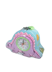 Копилка металлическая с часами-будильником Динозаврик (S-108)