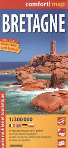 Bretagne = Бретань. Ламинированная карта. 1:300 000
