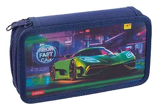 Пенал 2 отделения "Неоновый пит-стоп" 19*11 см 3080316