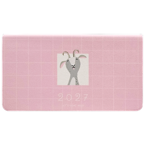 Планинг дат. 2027г. А6 64л 160*90 "Goat" розовый, иск.кожа, мягк.переплет, ляссе, карманный, скругл.углы